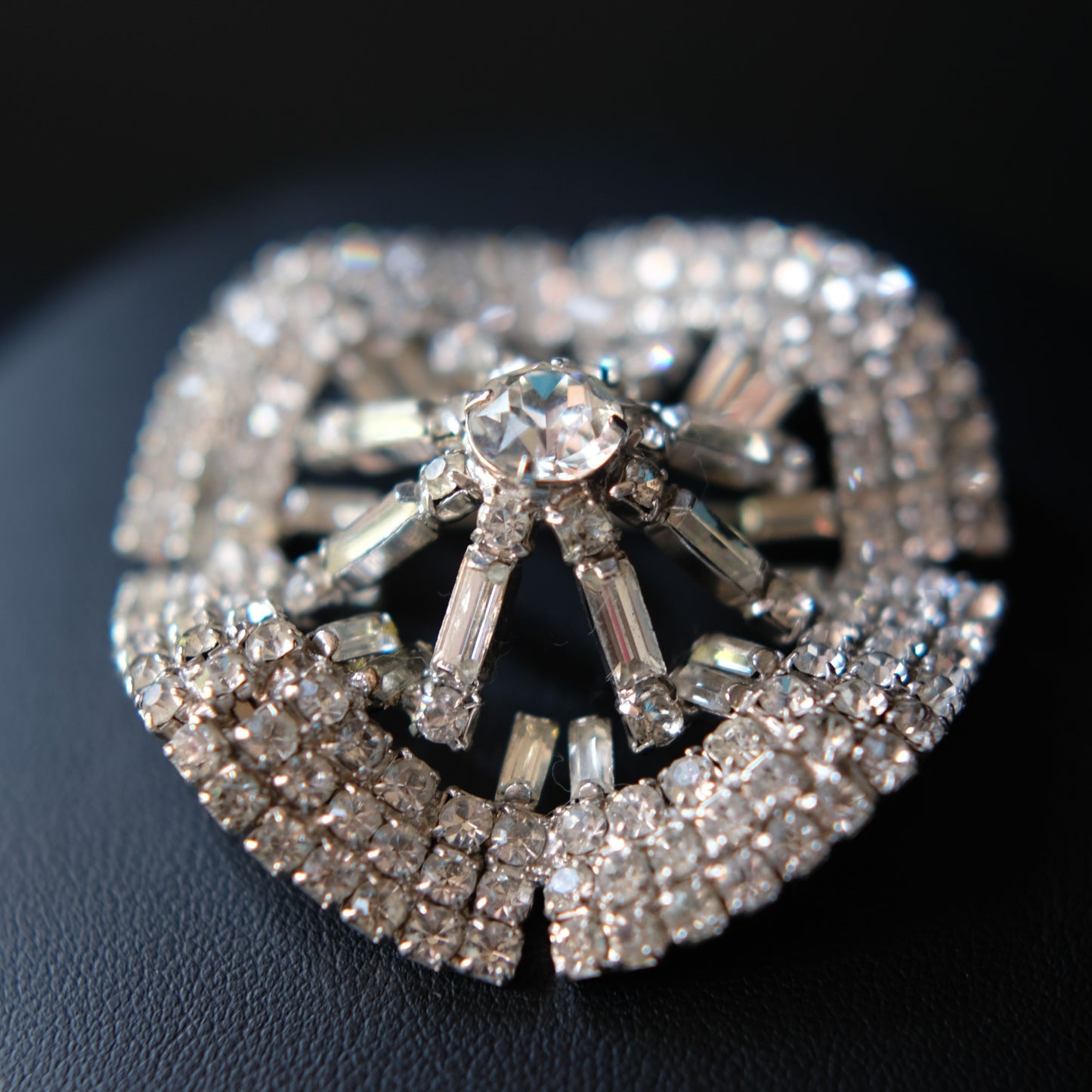 Vintage Kramer Fanburst Brooch | 1950s Signed Rhinestone Statement Pin