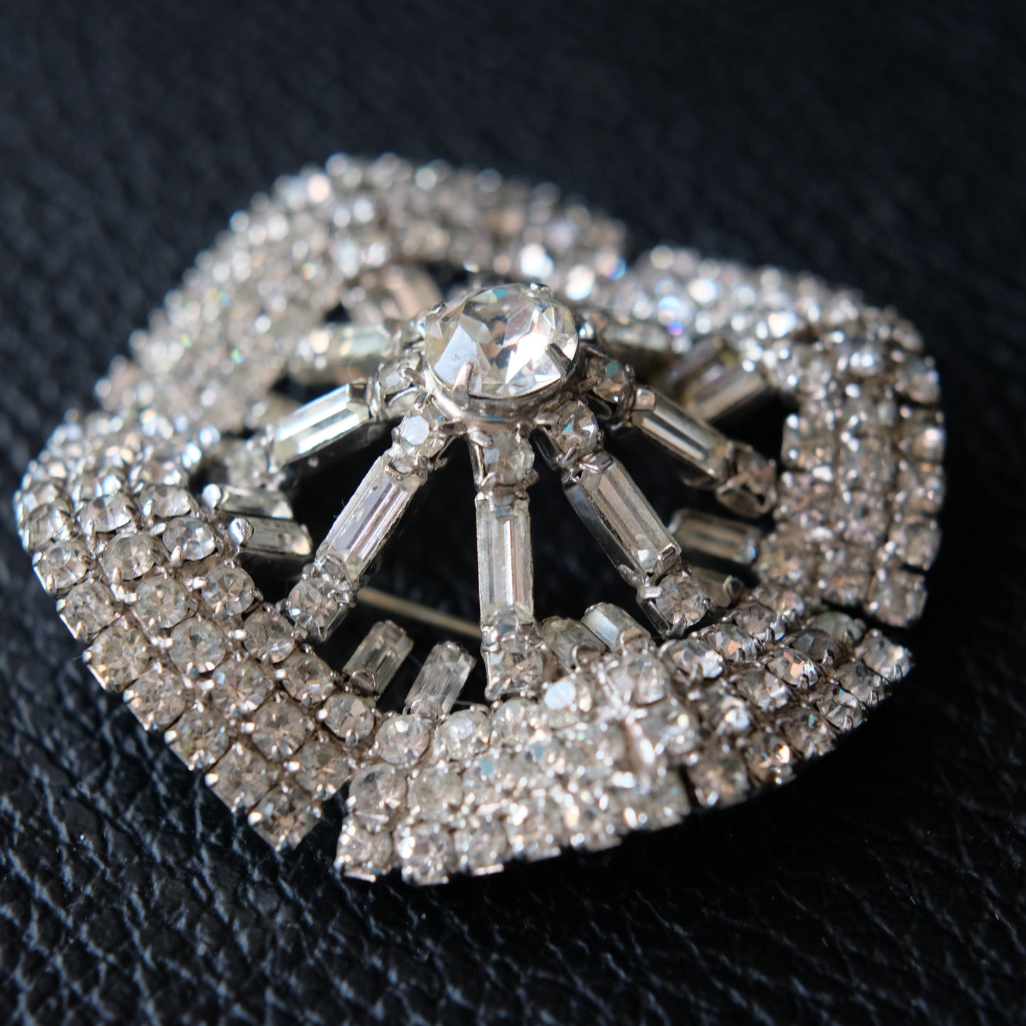 Vintage Kramer Fanburst Brooch | 1950s Signed Rhinestone Statement Pin