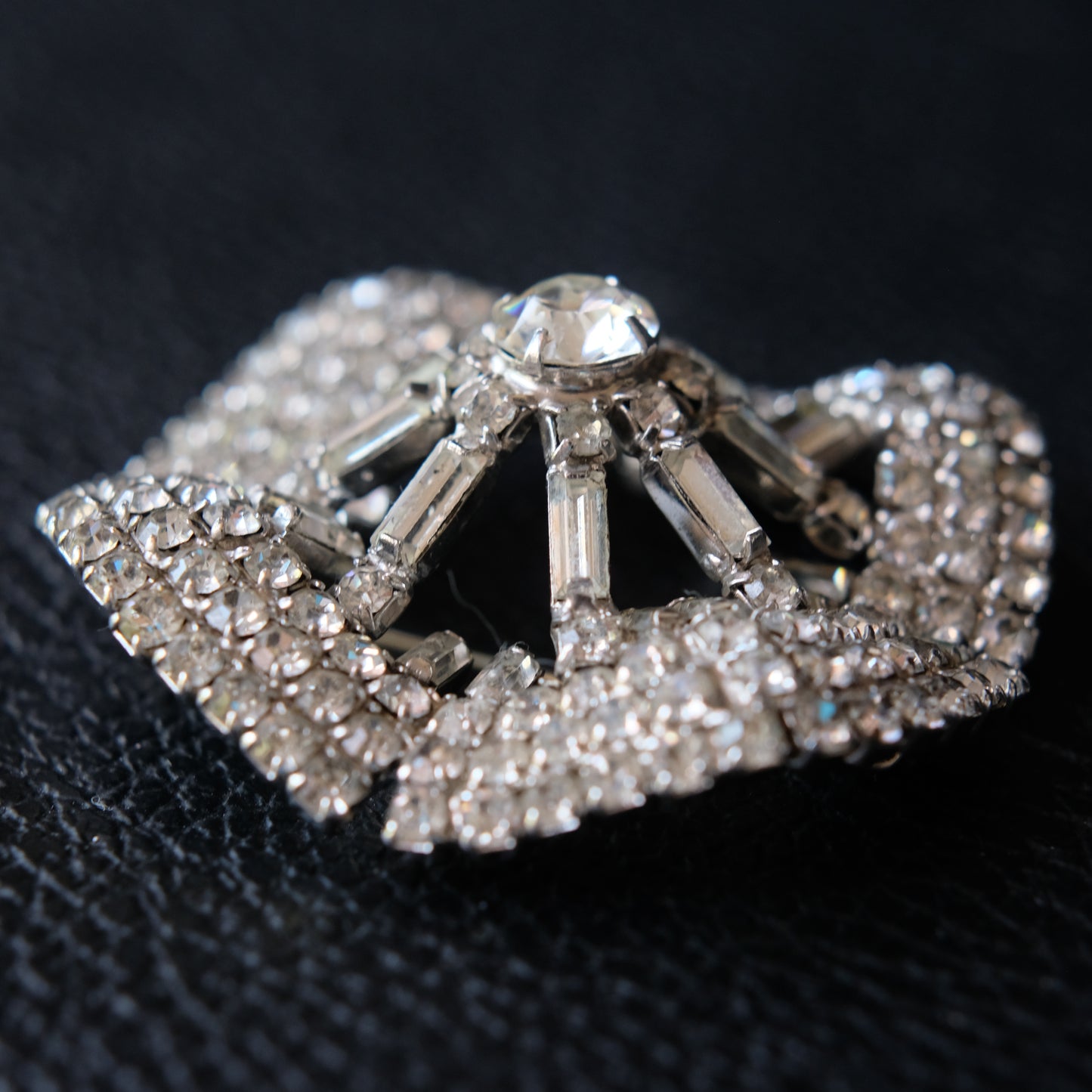 Vintage Kramer Fanburst Brooch | 1950s Signed Rhinestone Statement Pin
