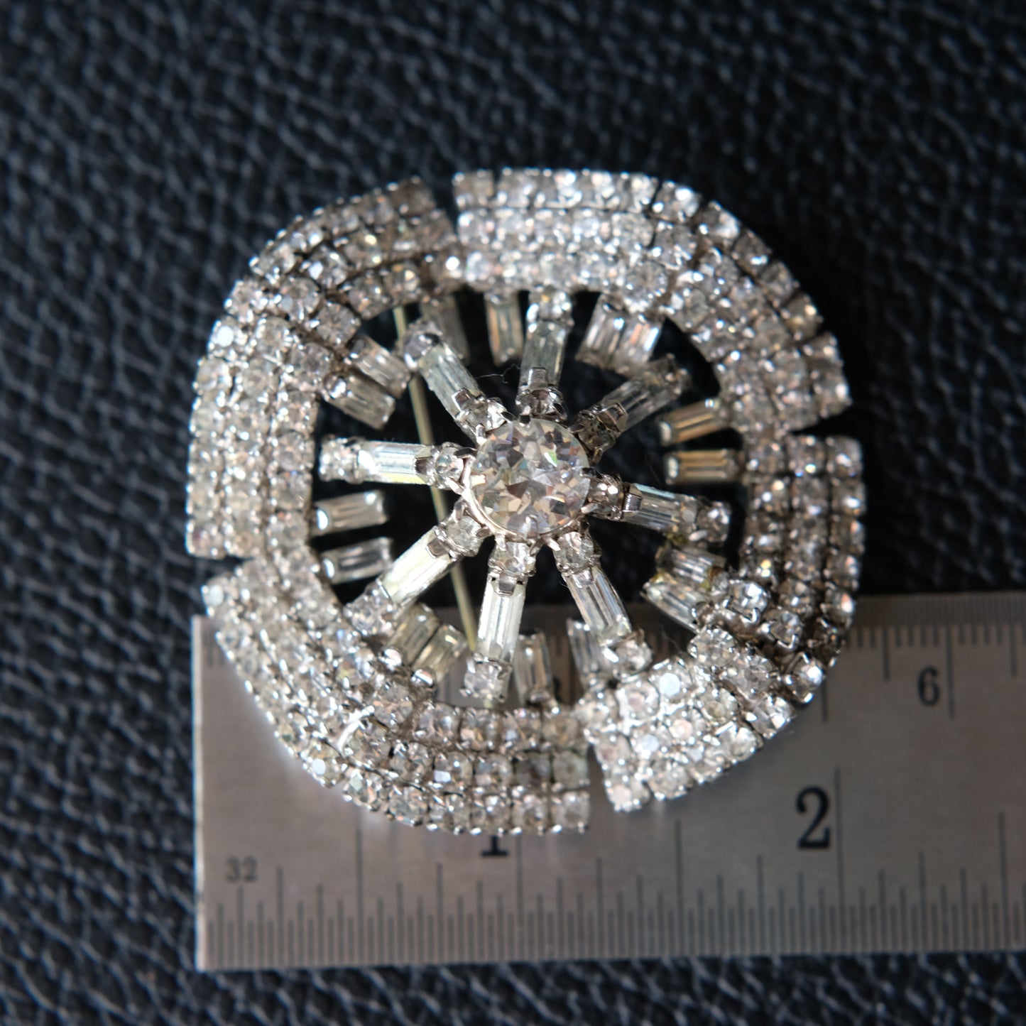 Vintage Kramer Fanburst Brooch | 1950s Signed Rhinestone Statement Pin