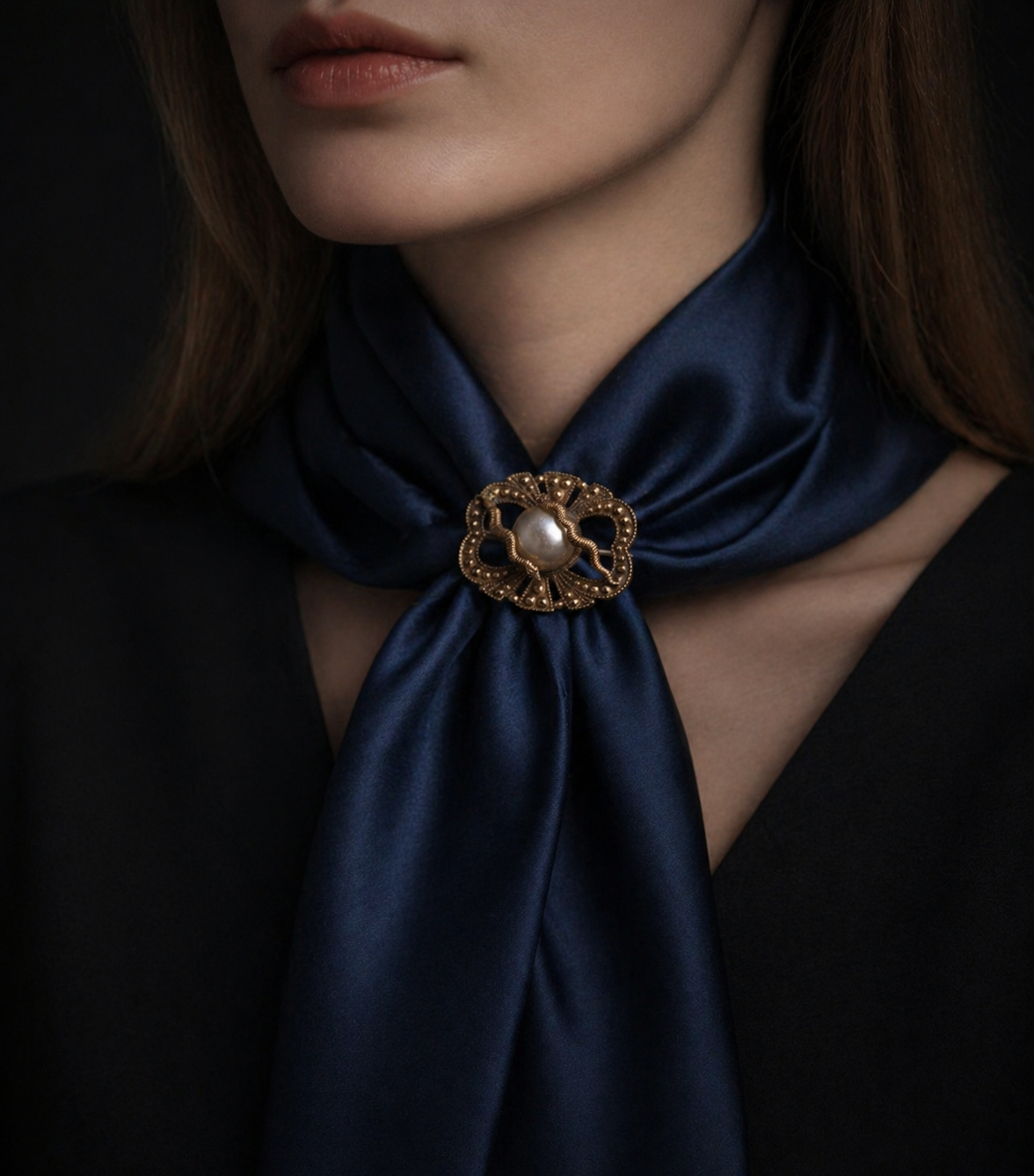 ❤️ Vintage Double Snake & Faux Pearl Brooch – Art Deco Influence, Sculptural Gold-Tone Pin