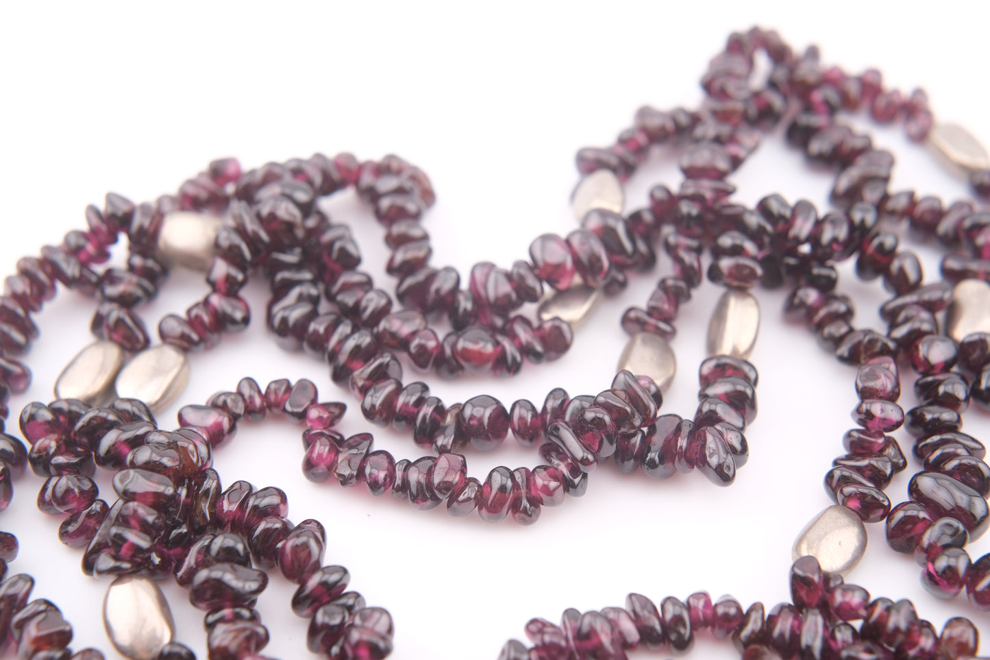 Vintage Mounir London Hallmarked Sterling Silver Garnet Multi-Strand Necklace (1999)