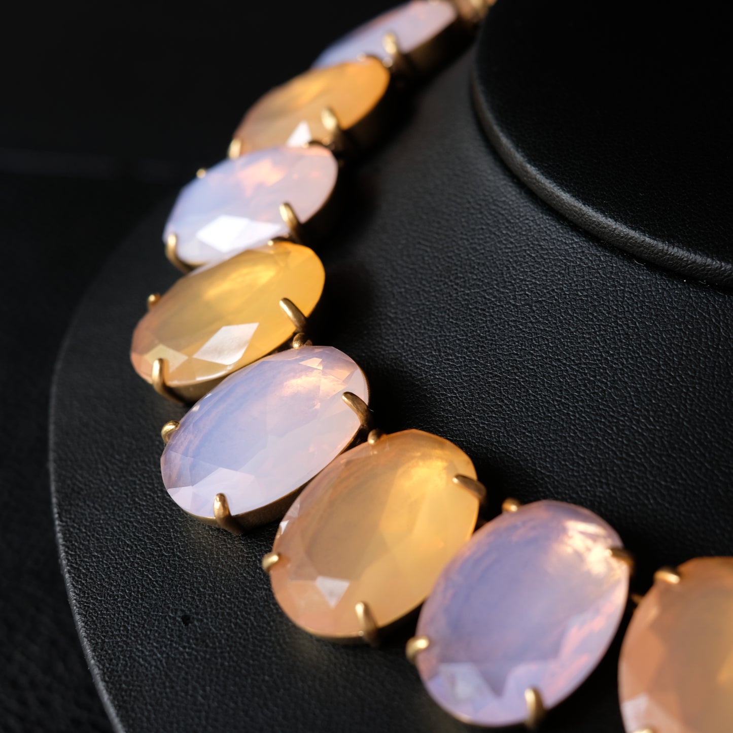Vintage J.Crew Faceted Opalescent Glass Statement Collar Necklace – Chunky Gold-Tone Choker