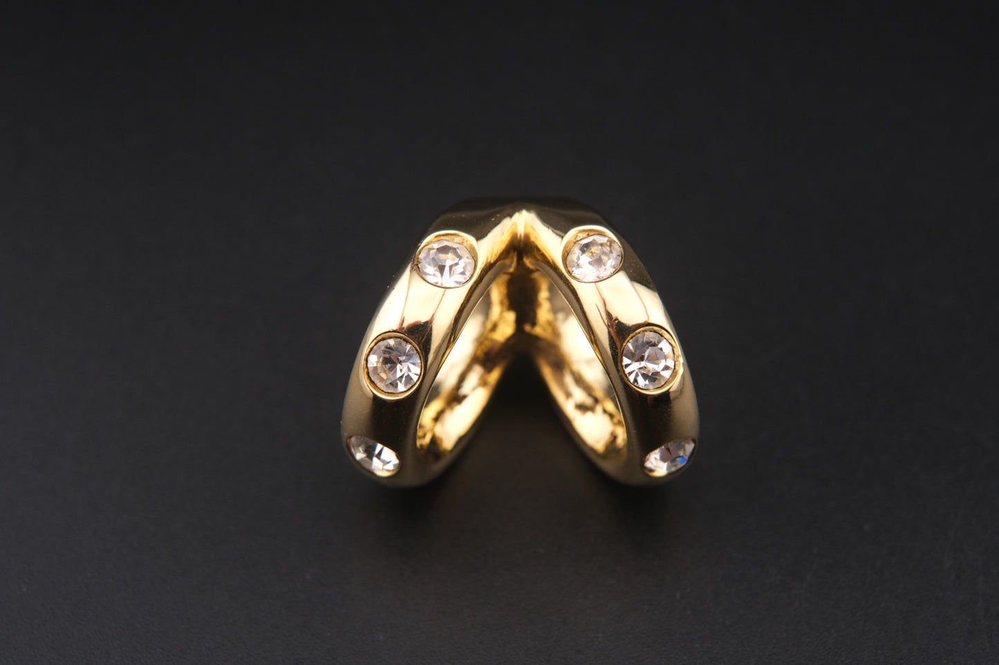 Vintage Malka Paris Gold-Tone Crystal Scarf Ring – French Design Statement Accessory
