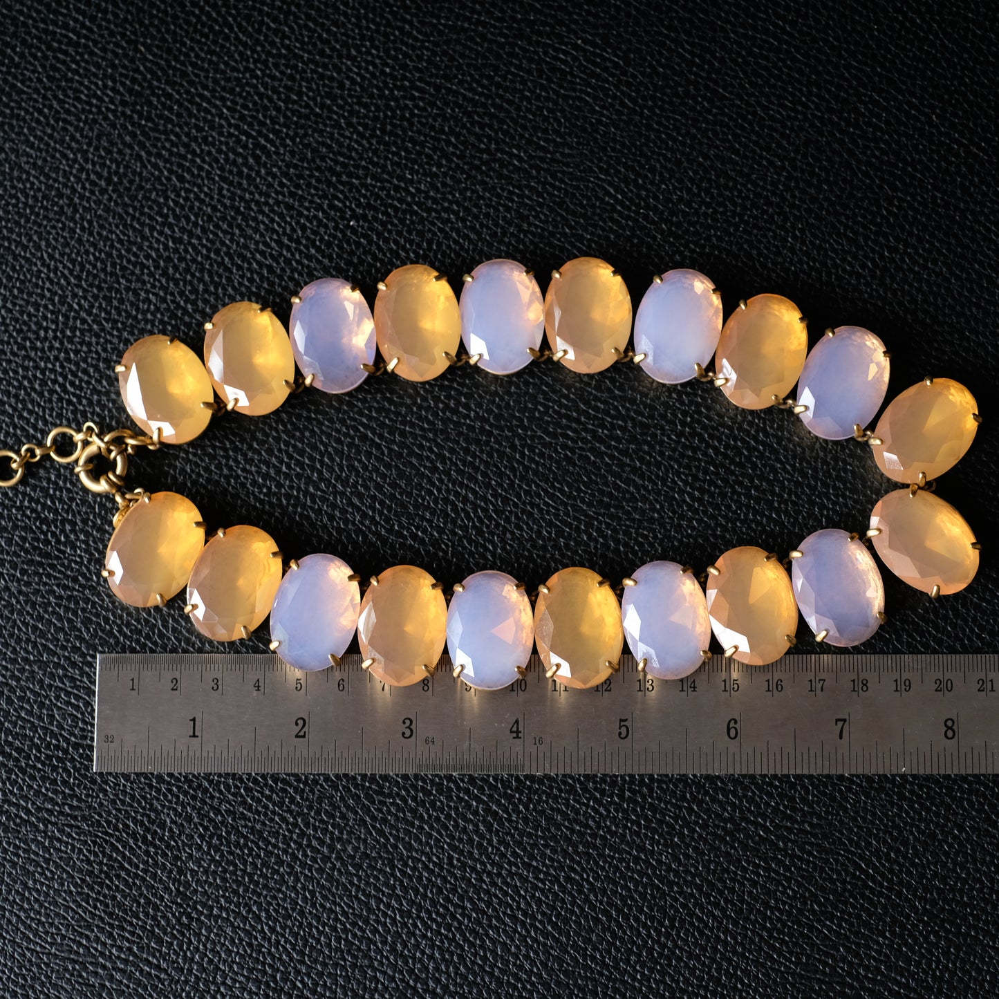 Vintage J.Crew Faceted Opalescent Glass Statement Collar Necklace – Chunky Gold-Tone Choker