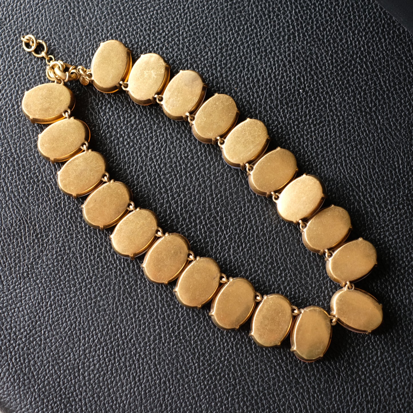 Vintage J.Crew Faceted Opalescent Glass Statement Collar Necklace – Chunky Gold-Tone Choker
