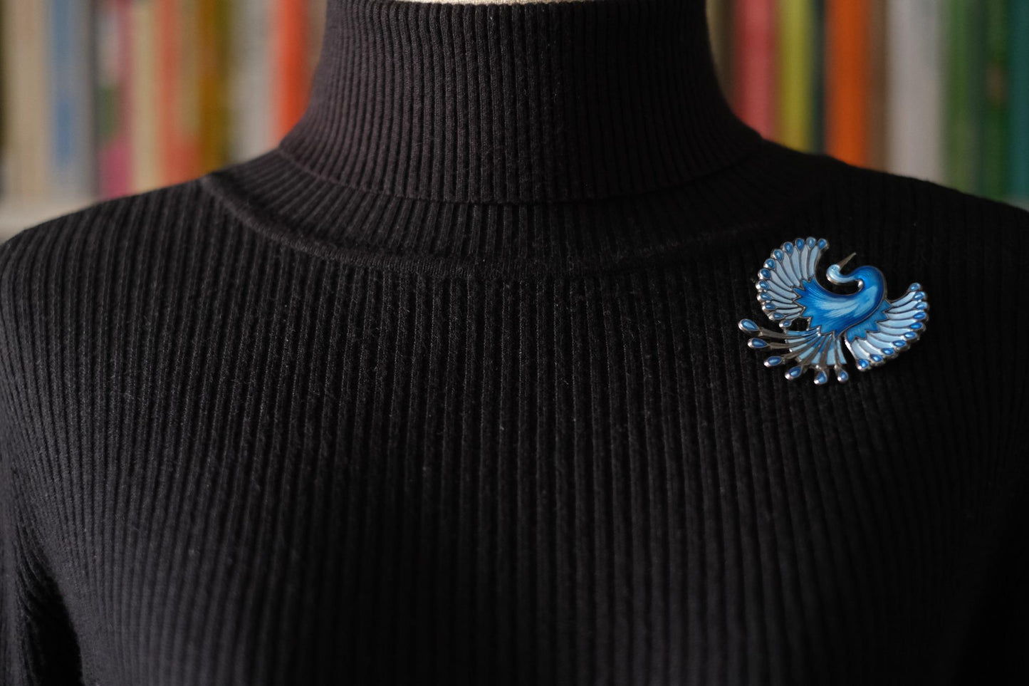 Vintage David-Andersen Sterling Silver & Enamel Bird Brooch – Norway, Blue Guilloché