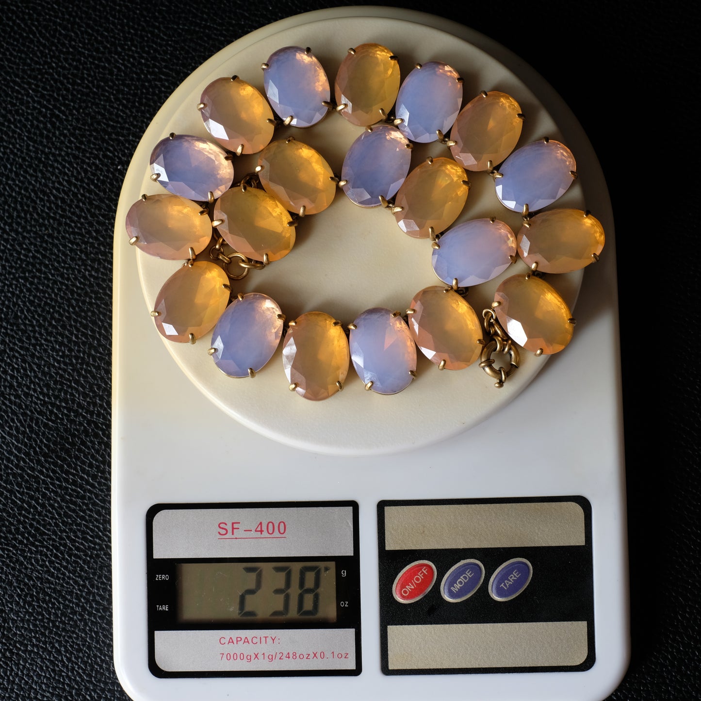 Vintage J.Crew Faceted Opalescent Glass Statement Collar Necklace – Chunky Gold-Tone Choker
