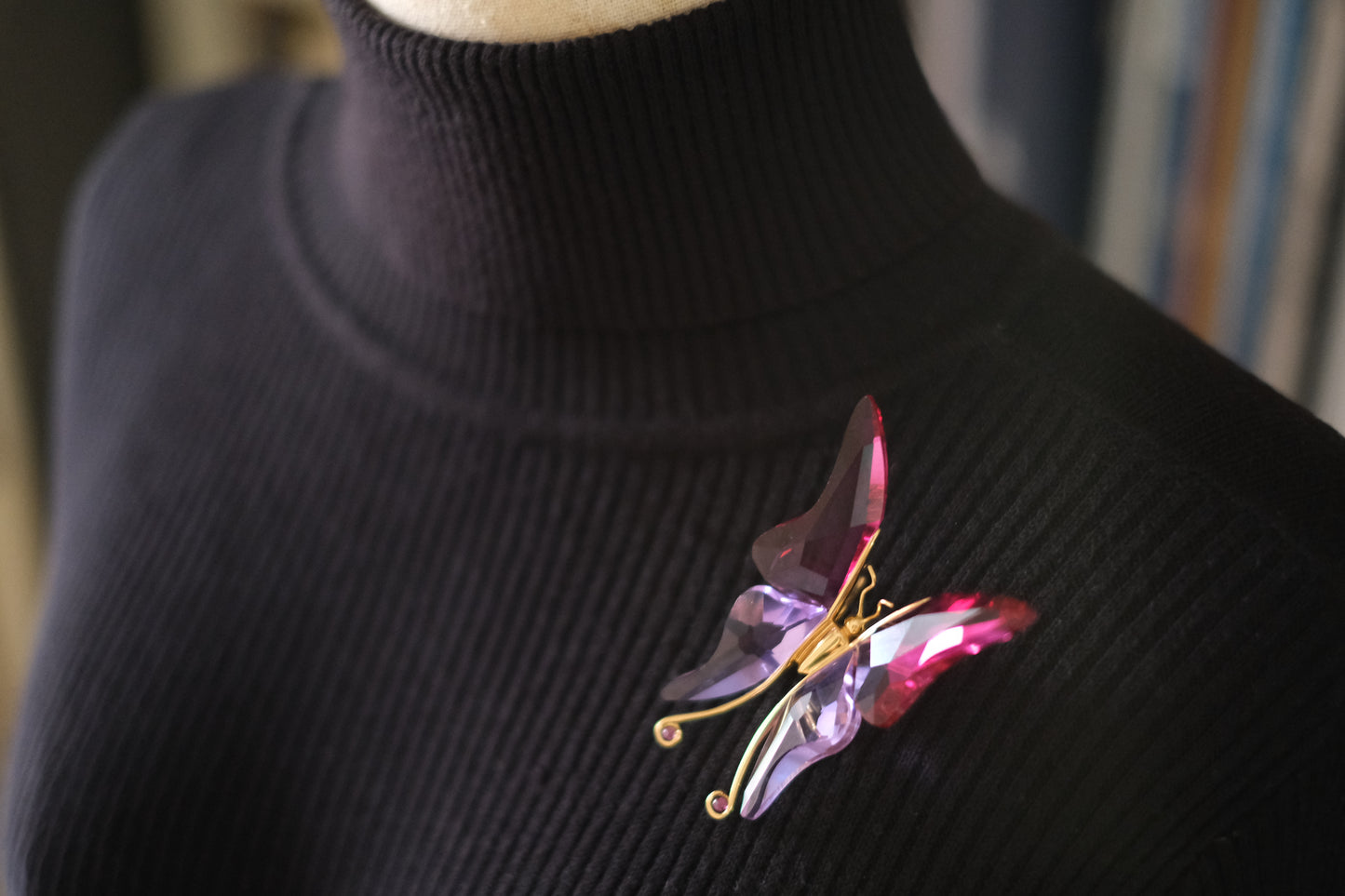 Daniel Swarovski Paradise “Astara” Fuchsia Butterfly Brooch – Philippe Ferrandis Design