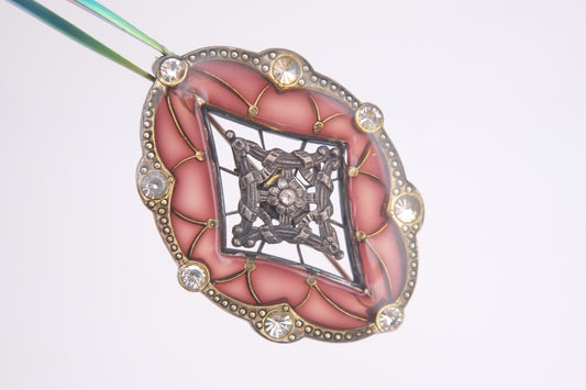 Catherine Popesco Brooch – Burgundy Enamel with Crystal Accents