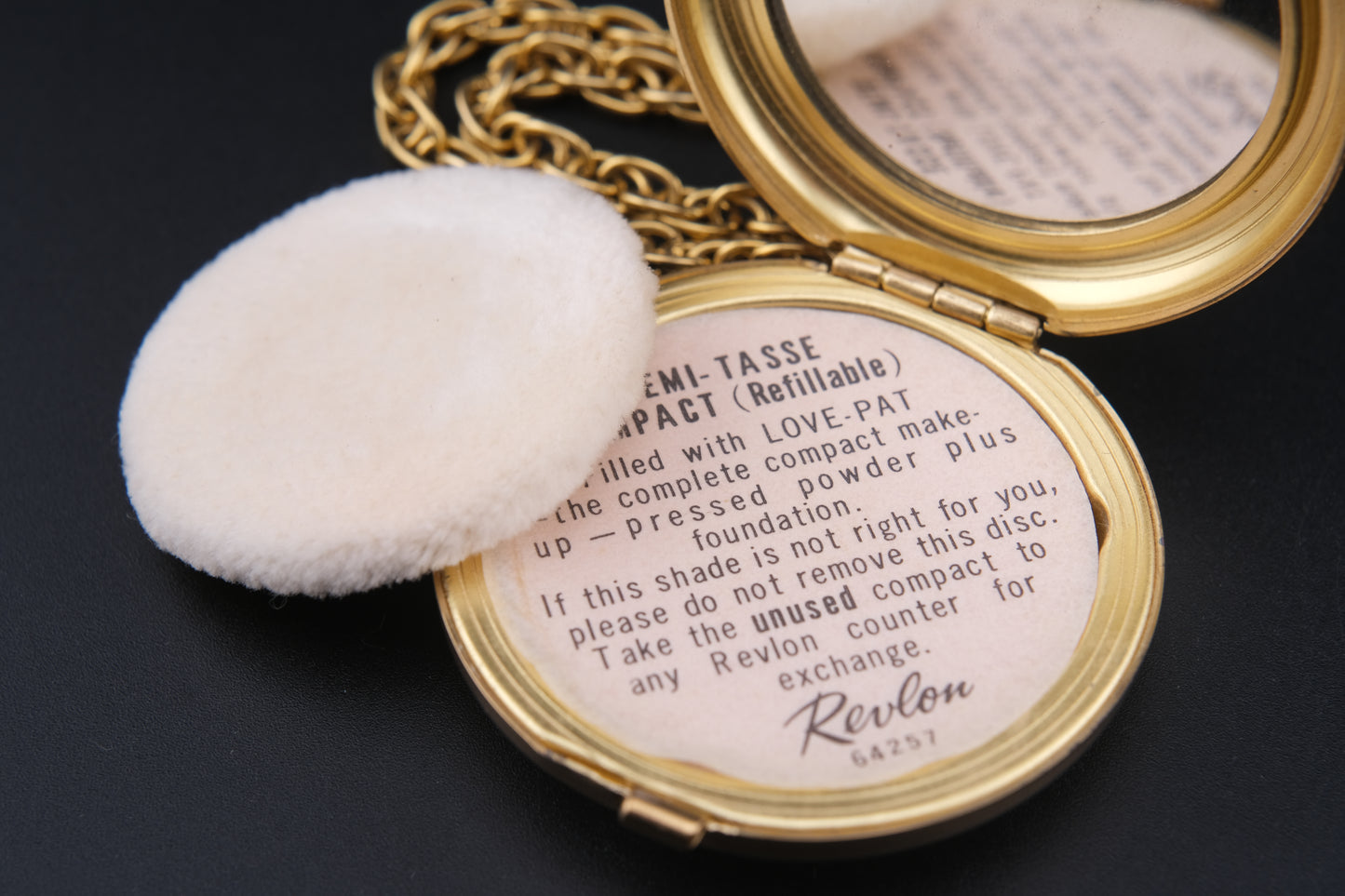 Vintage Revlon Cameo Compact Pendant Necklace