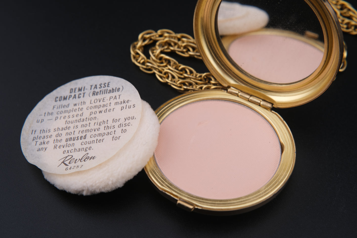 Vintage Revlon Cameo Compact Pendant Necklace