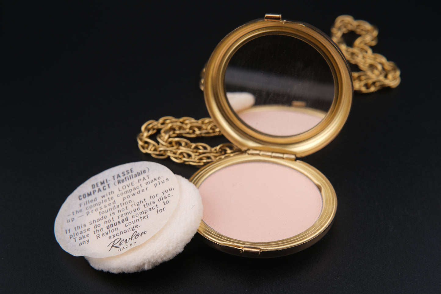 Vintage Revlon Cameo Compact Pendant Necklace