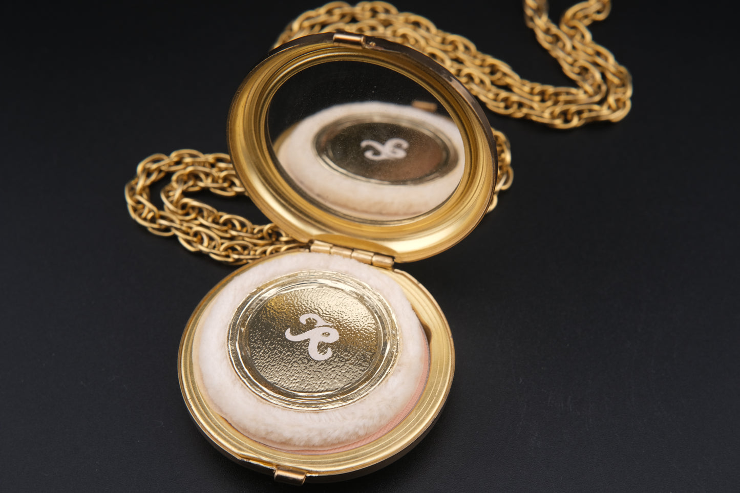 Vintage Revlon Cameo Compact Pendant Necklace