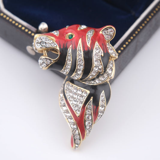 Fiery Vintage Tiger Head Brooch by Attwood & Sawyer