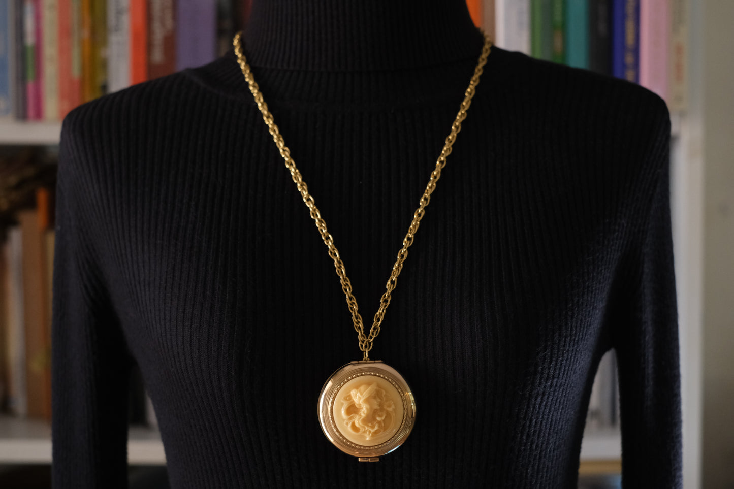 Vintage Revlon Cameo Compact Pendant Necklace