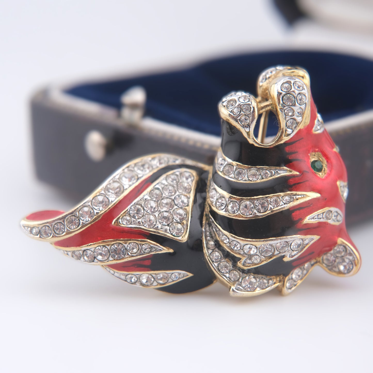 Fiery Vintage Tiger Head Brooch by Attwood & Sawyer