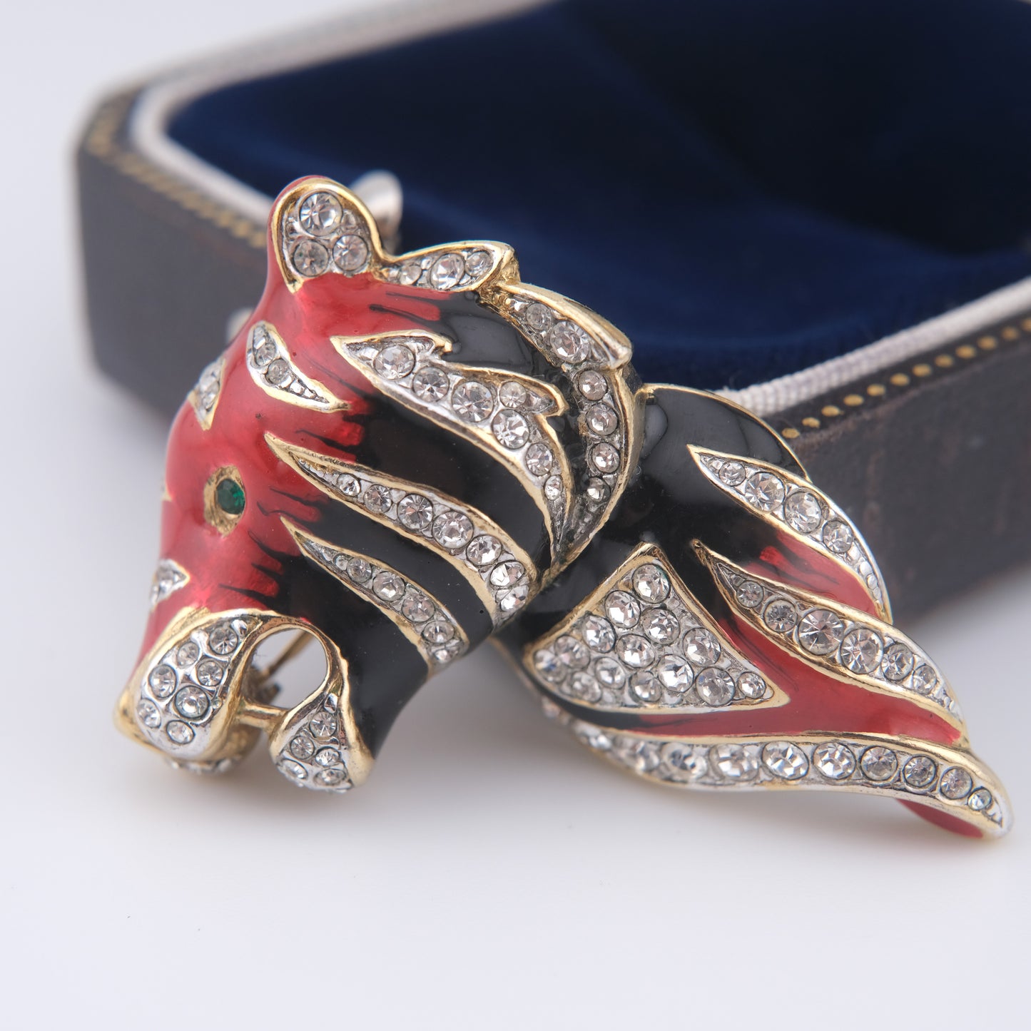 Fiery Vintage Tiger Head Brooch by Attwood & Sawyer