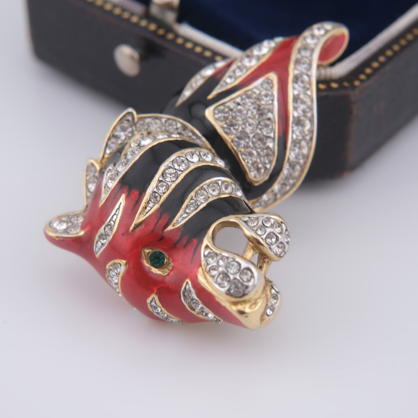 Fiery Vintage Tiger Head Brooch by Attwood & Sawyer
