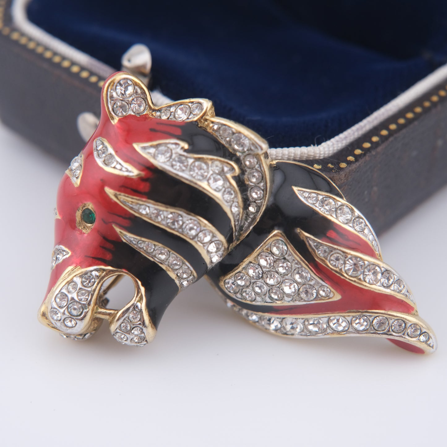 Fiery Vintage Tiger Head Brooch by Attwood & Sawyer