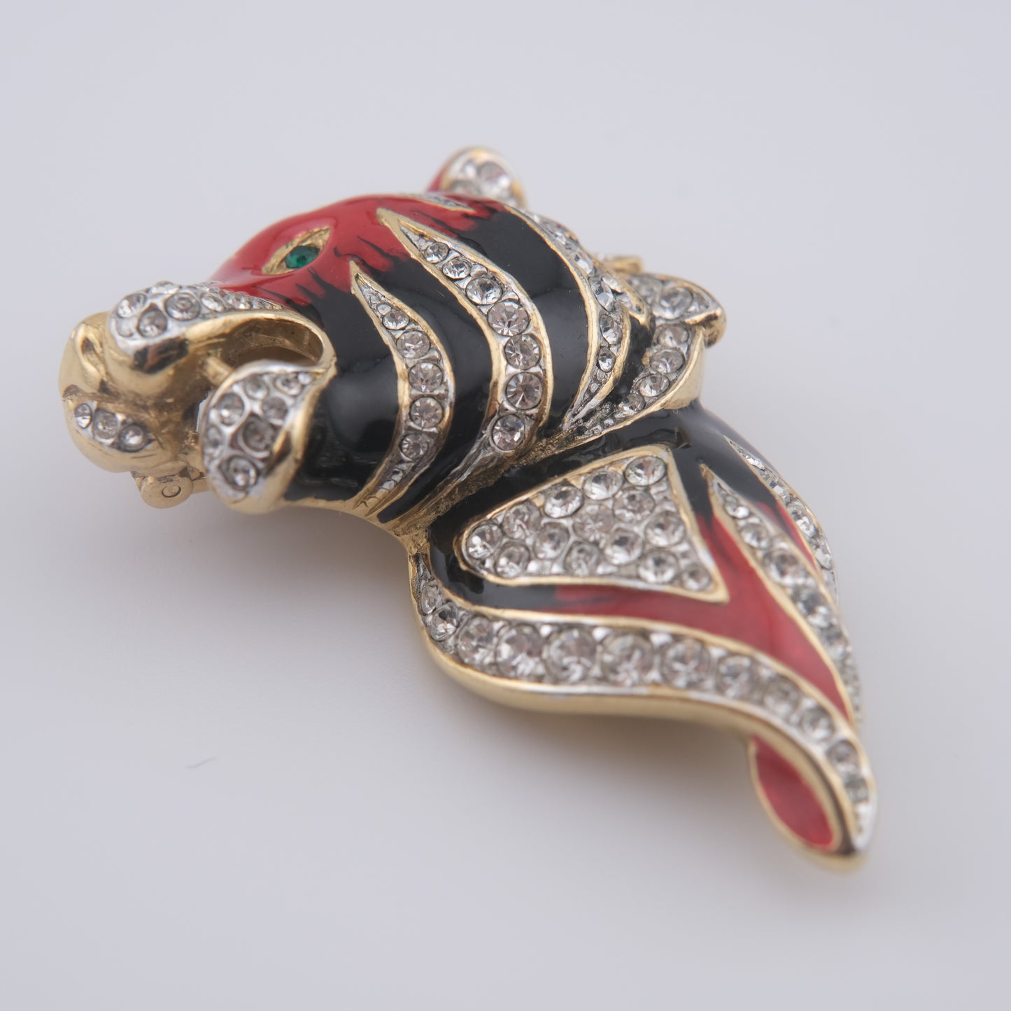 Fiery Vintage Tiger Head Brooch by Attwood & Sawyer