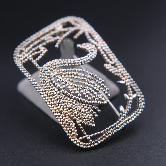 ❤️ Vintage P&M Paris Swan Brooch – Textured Silver Tone Figural Bird Pin