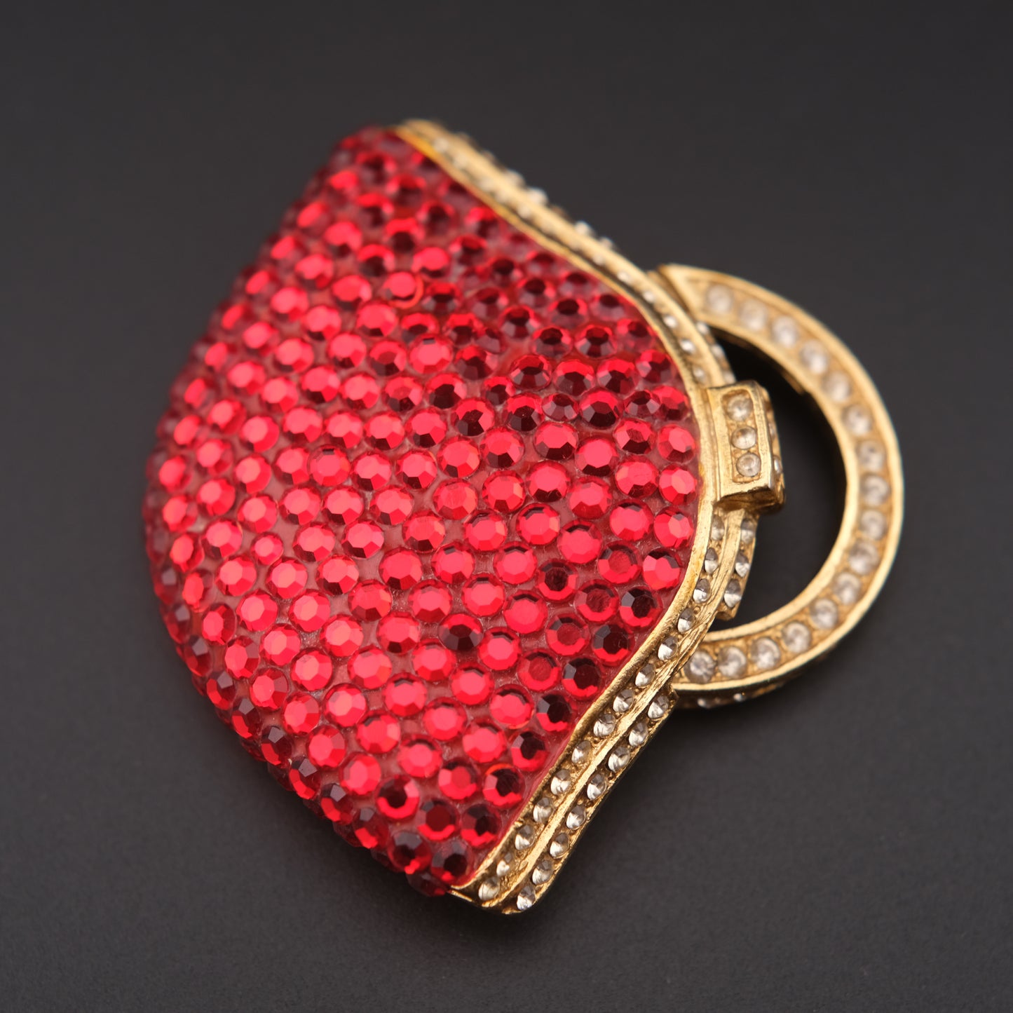 Vintage Signed TARA Red Clutch Bag Brooch: