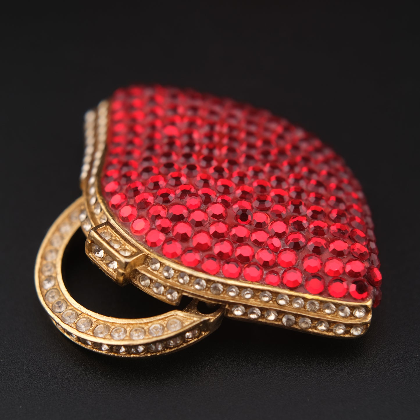 Vintage Signed TARA Red Clutch Bag Brooch: