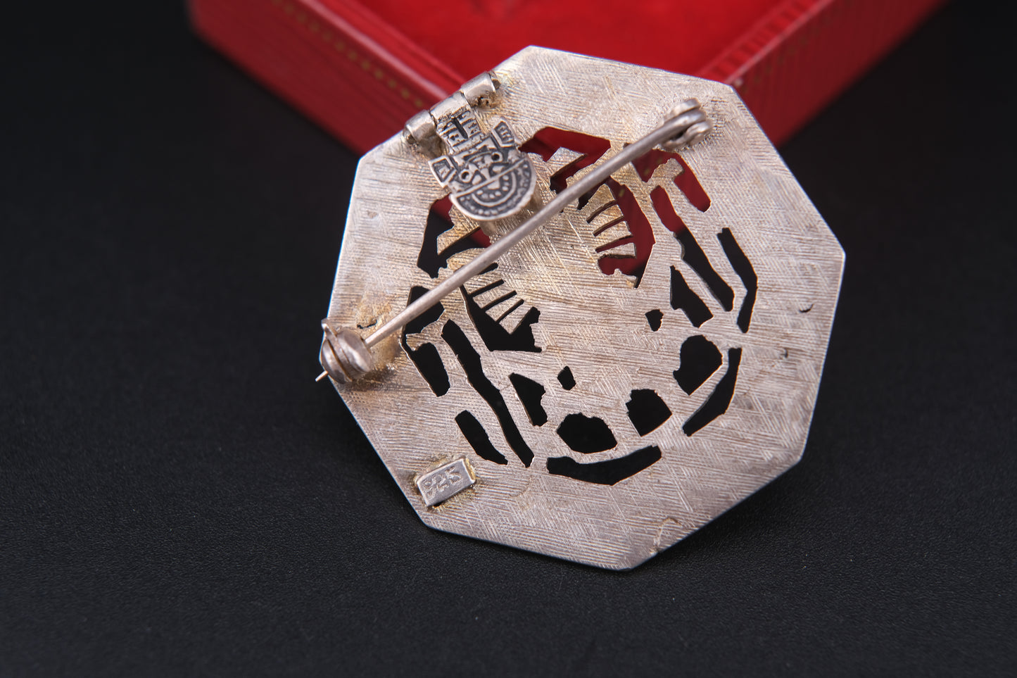 Vintage 925 Sterling Silver Peruvian Sun God Brooch or Pendant