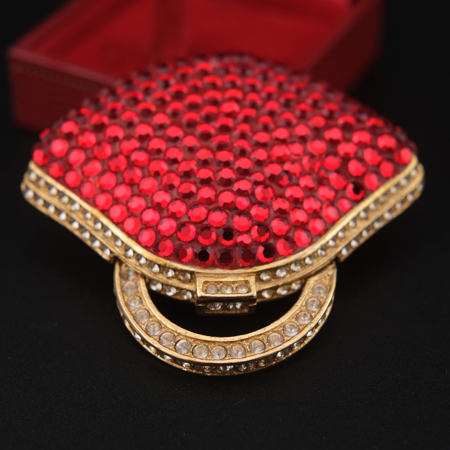 Vintage Signed TARA Red Clutch Bag Brooch:
