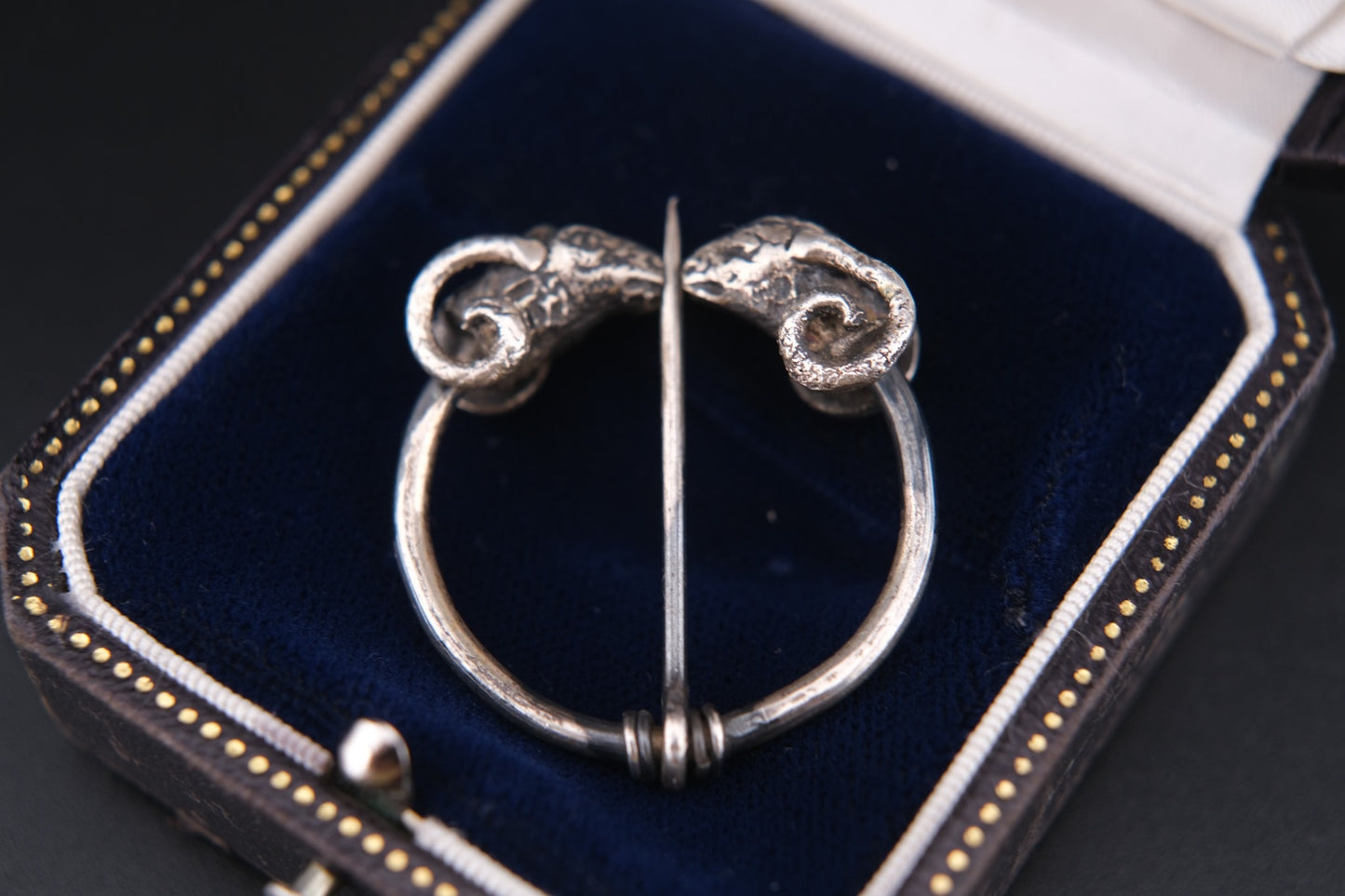 Vintage Double Ram Penannular Brooch – 800 Silver
