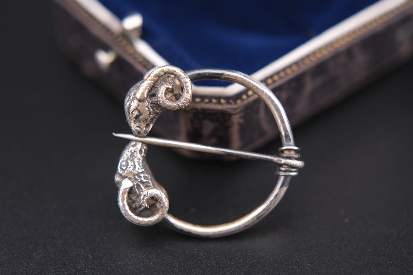 Vintage Double Ram Penannular Brooch – 800 Silver