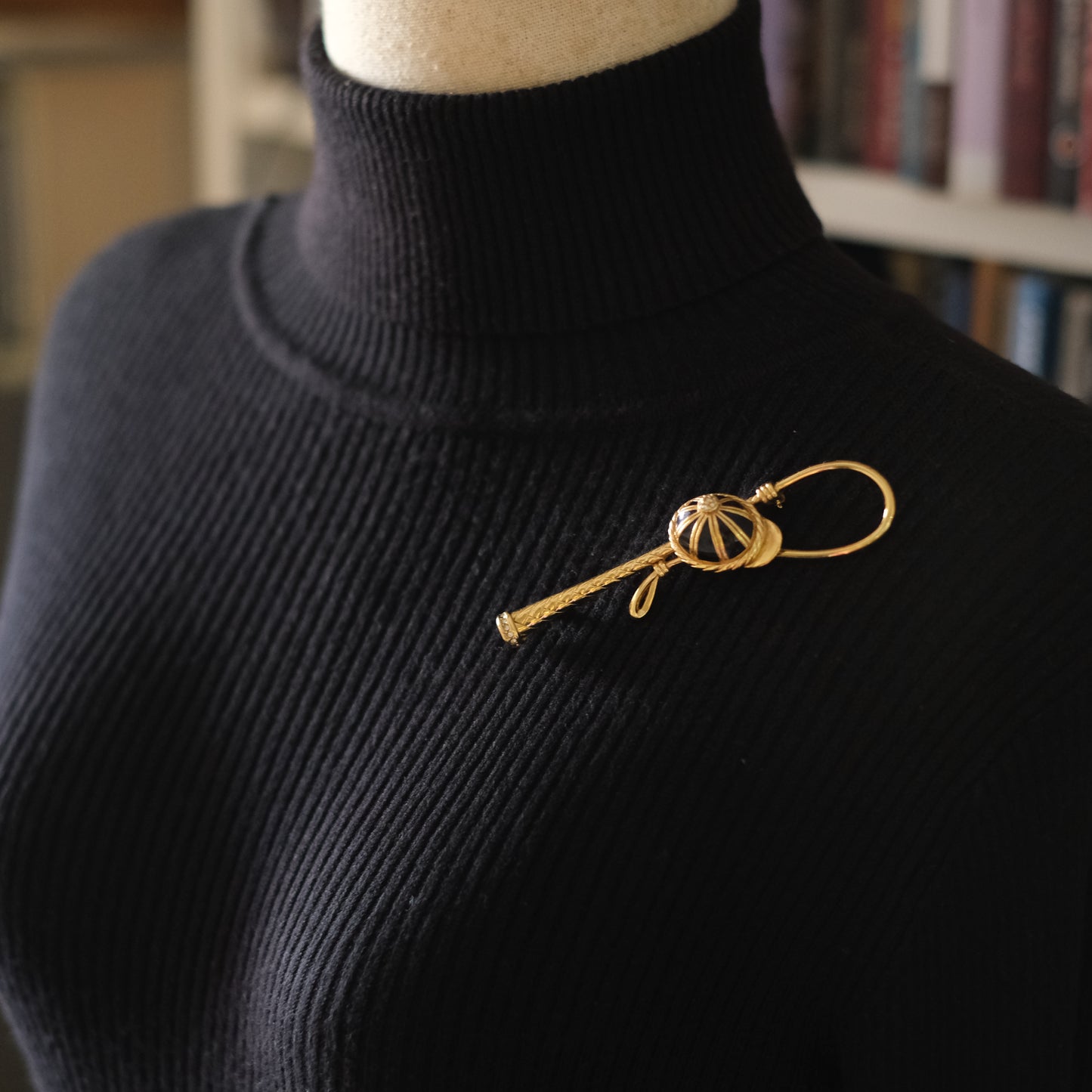 Vintage Henkel & Grossé Equestrian Jockey Cap & Horse Whip Brooch