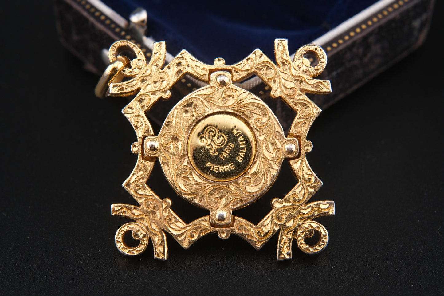 Pierre Balmain Paris Vintage Pendant – Gold-Tone with Royal Blue Enamel Bee Motif