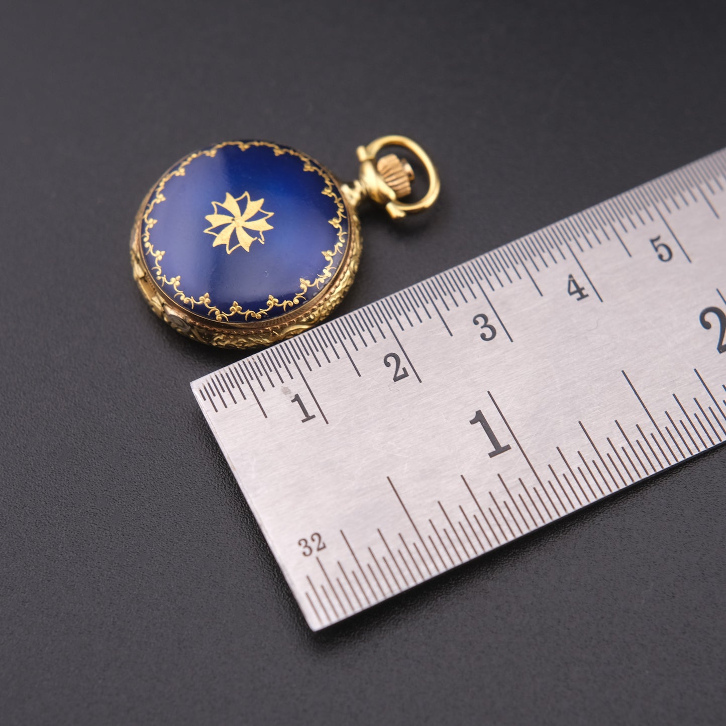 ❤️ Vintage Swiss Carina Blue Enamel Quartz Pendant Watch