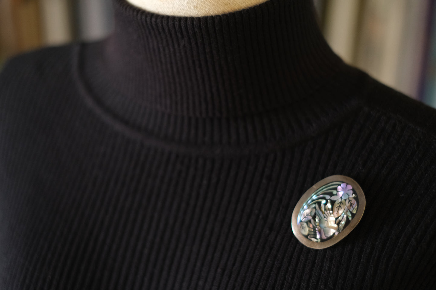 Vintage Mexican Sterling Silver & Abalone Inlay Bird Brooch/Pendant