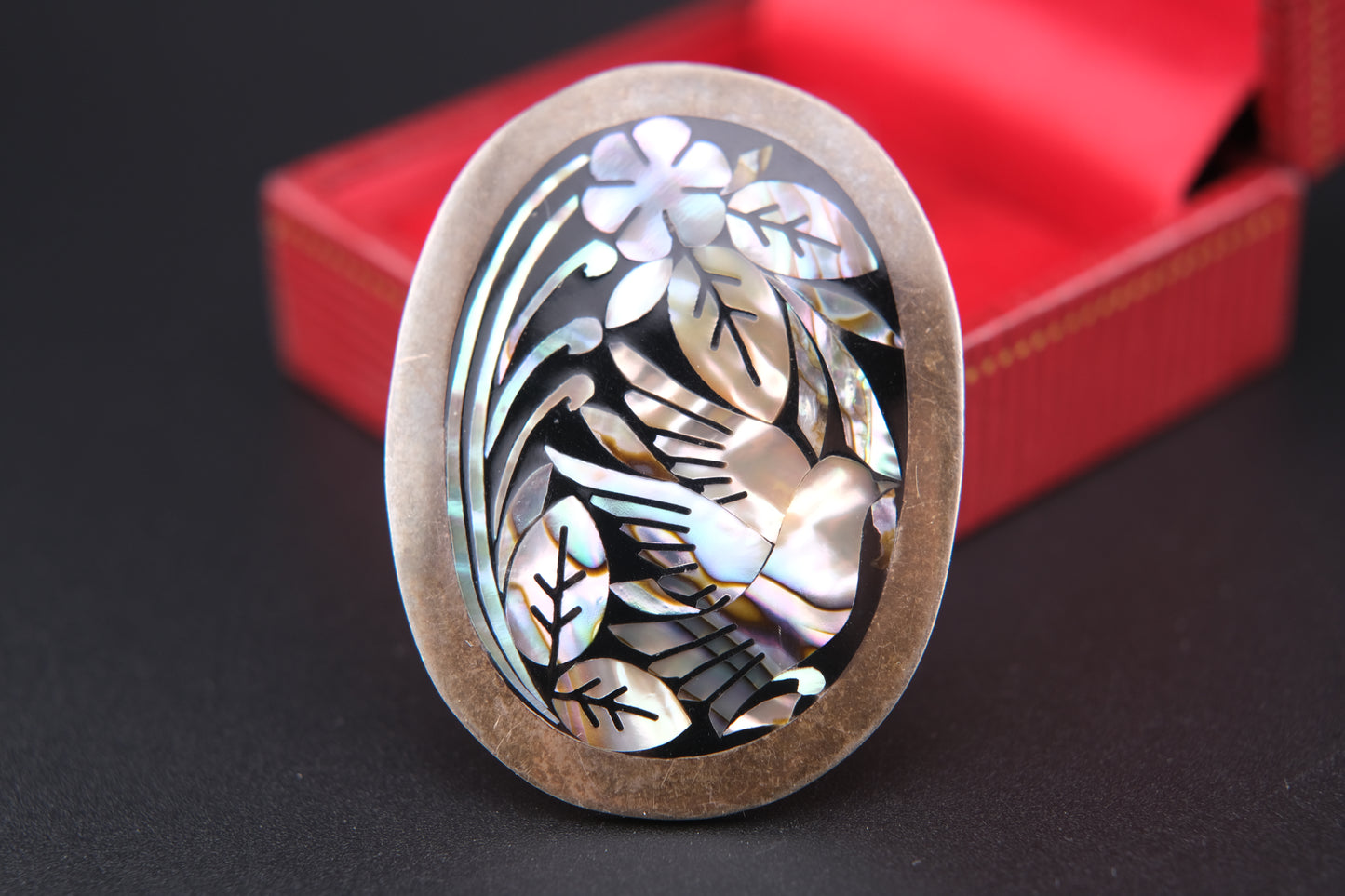 Vintage Mexican Sterling Silver & Abalone Inlay Bird Brooch/Pendant