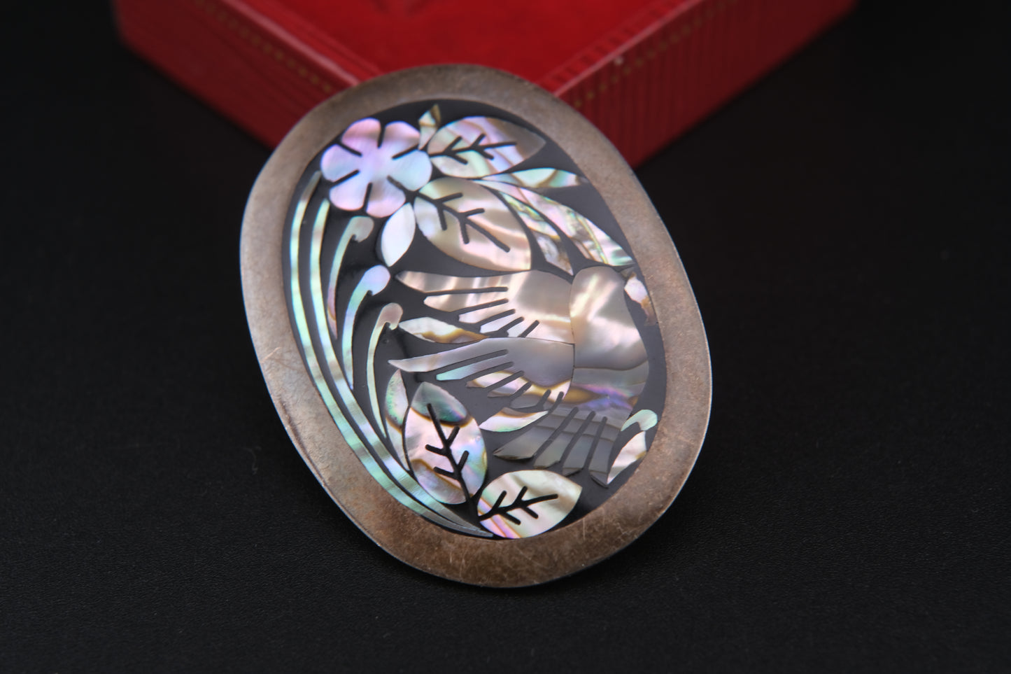 Vintage Mexican Sterling Silver & Abalone Inlay Bird Brooch/Pendant