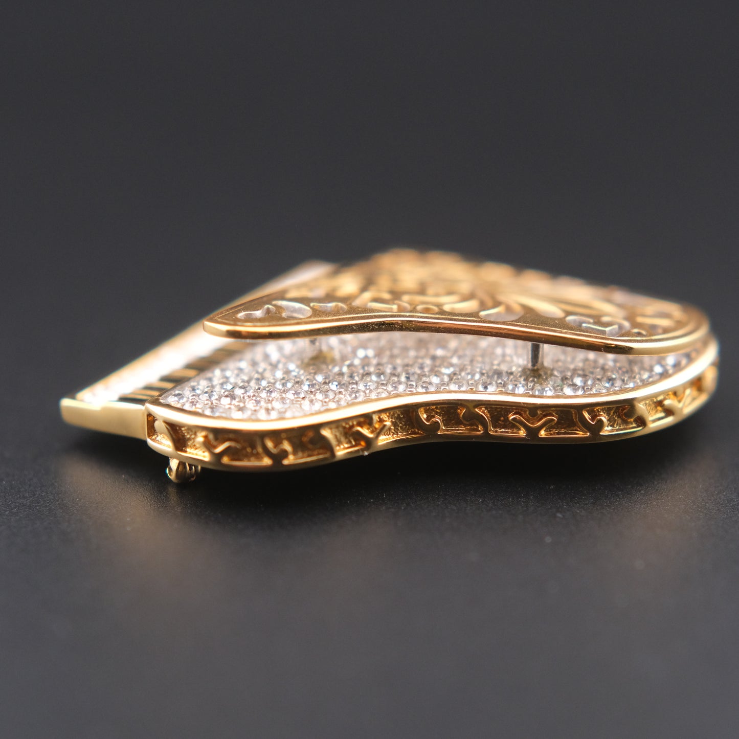 Swarovski Grand Piano Brooch – Gold-Tone with Crystal Accents