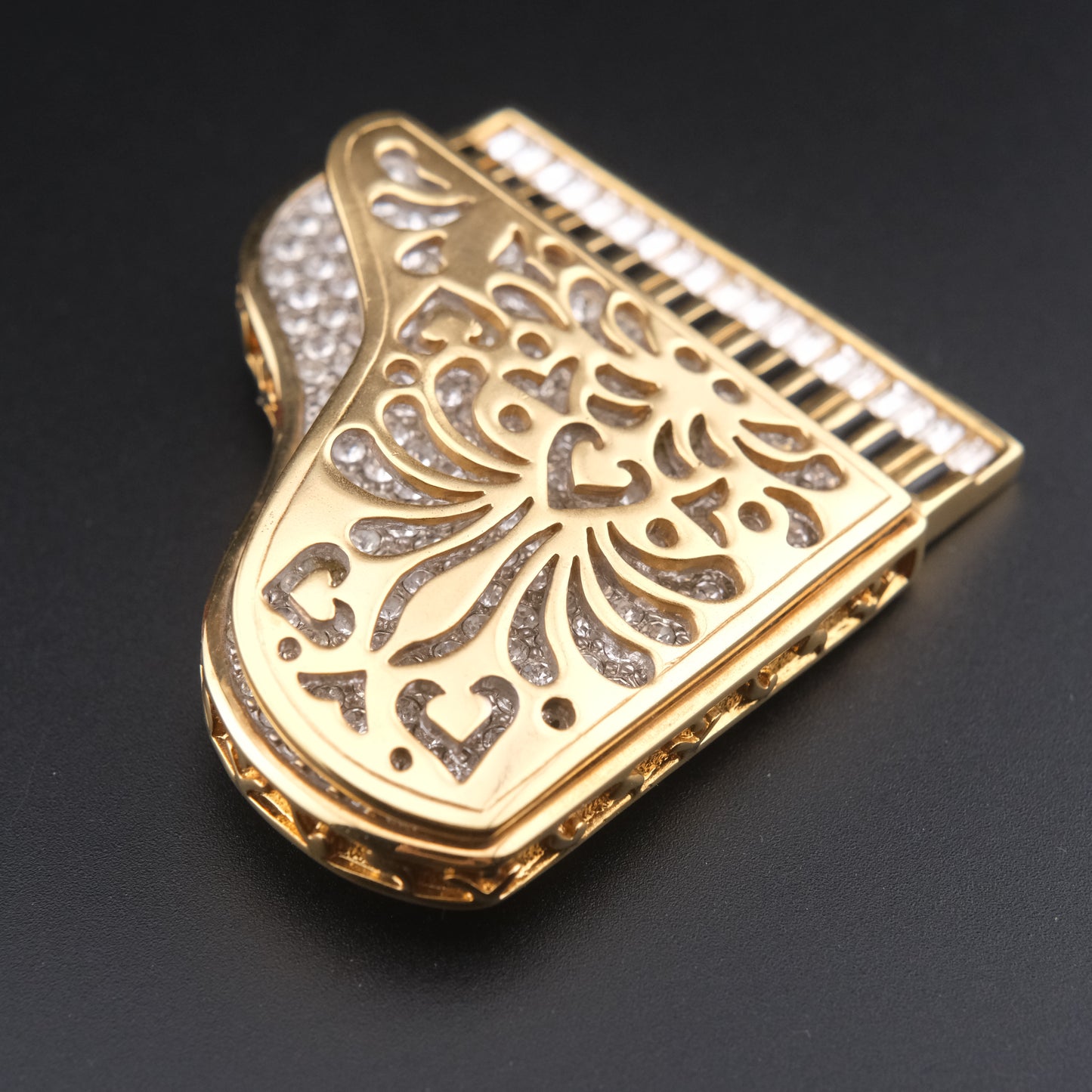 Swarovski Grand Piano Brooch – Gold-Tone with Crystal Accents