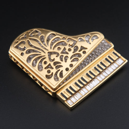 Swarovski Grand Piano Brooch – Gold-Tone with Crystal Accents