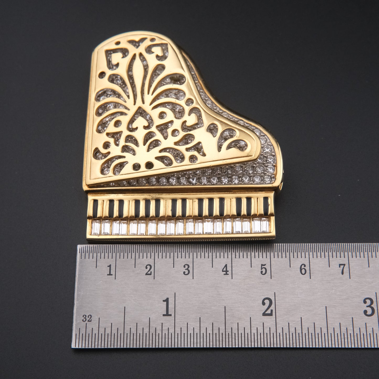 Swarovski Grand Piano Brooch – Gold-Tone with Crystal Accents