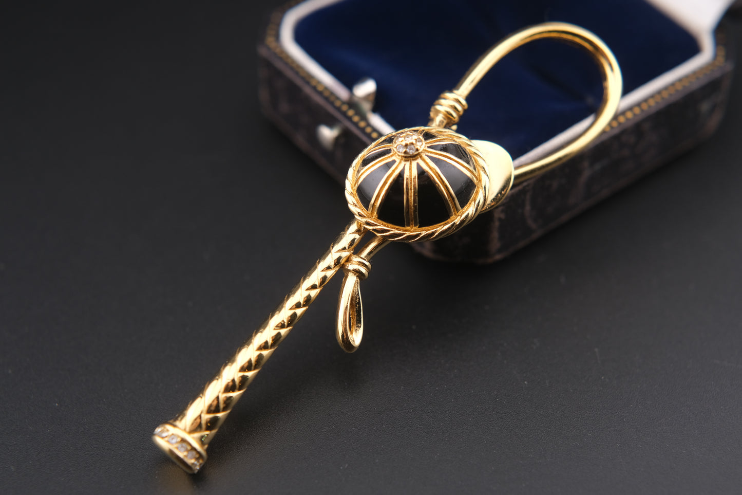Vintage Henkel & Grossé Equestrian Jockey Cap & Horse Whip Brooch