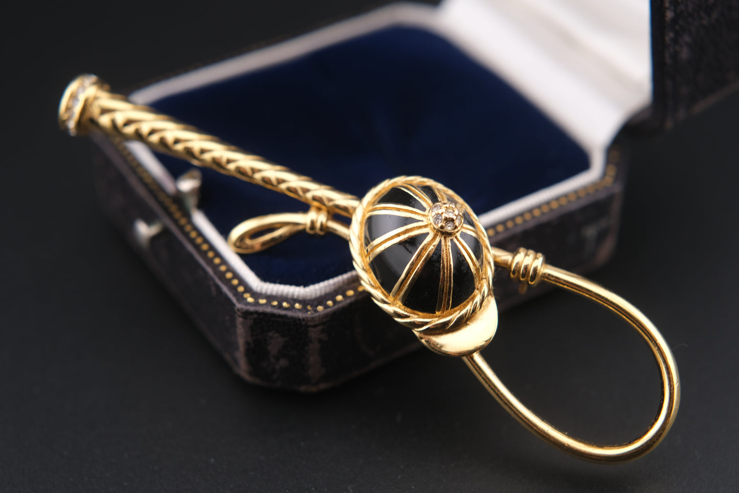 Vintage Henkel & Grossé Equestrian Jockey Cap & Horse Whip Brooch