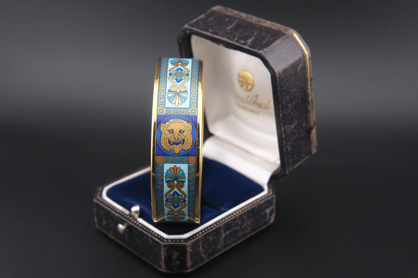 Vintage Michaela Frey Wien Lion & Sun Motif Enamel Bangle Bracelet