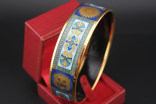 Vintage Michaela Frey Wien Lion & Sun Motif Enamel Bangle Bracelet