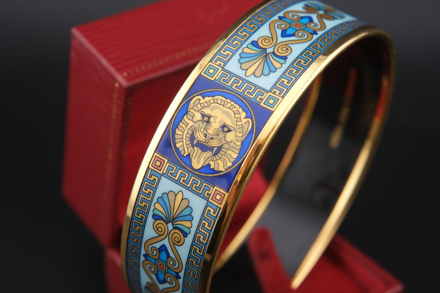 Vintage Michaela Frey Wien Lion & Sun Motif Enamel Bangle Bracelet