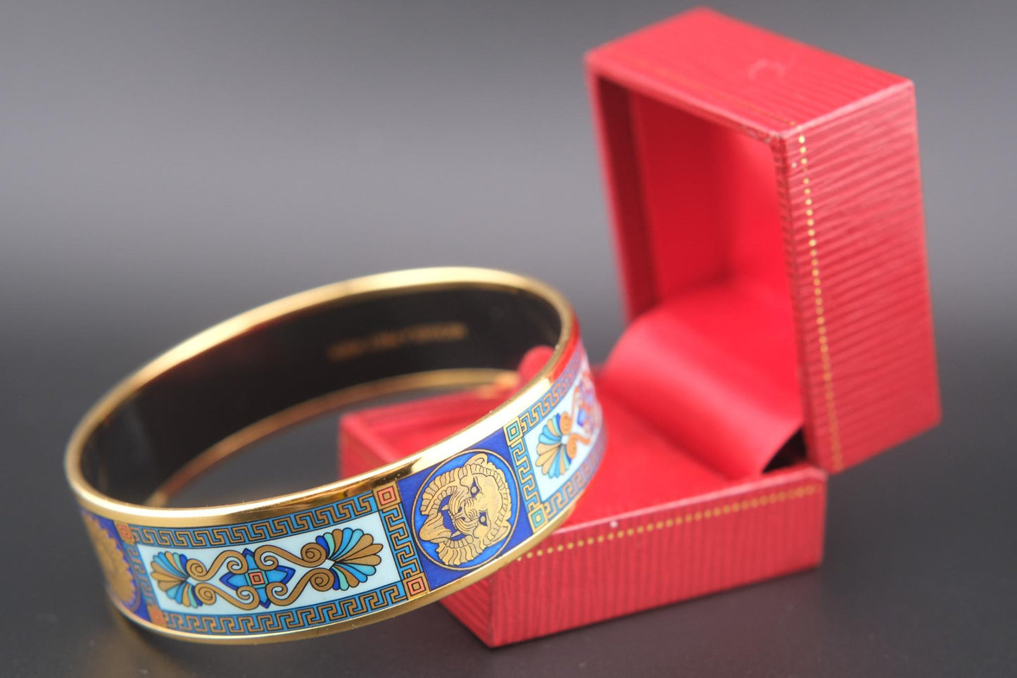 Vintage Michaela Frey Wien Lion & Sun Motif Enamel Bangle Bracelet