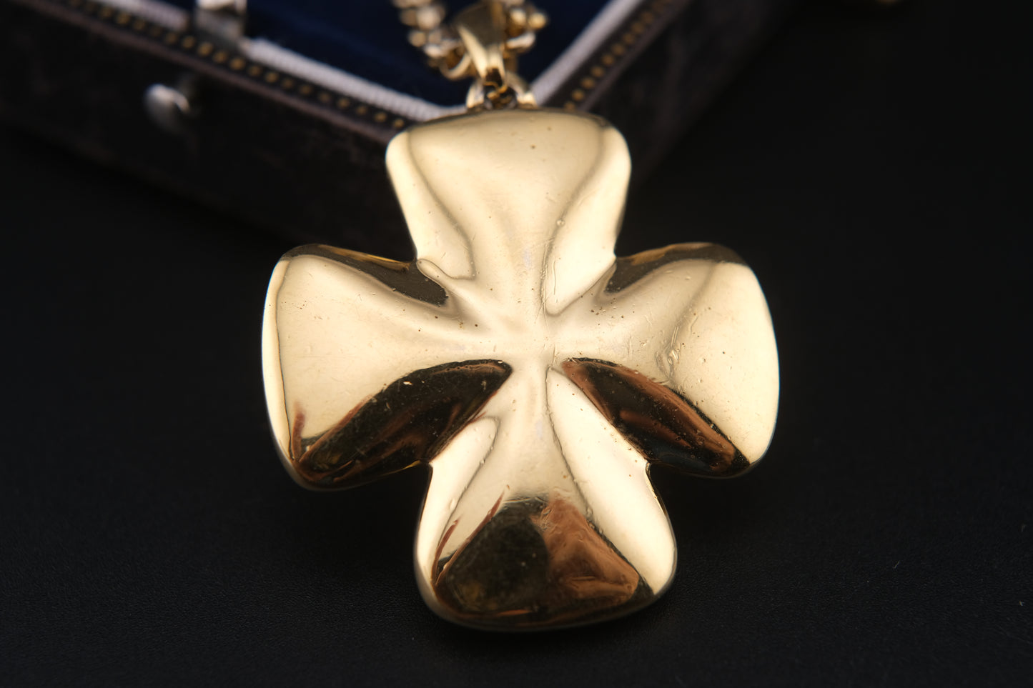 Vintage Leilian Textured Resin Cross Pendant Necklace with Fleur-de-Lis Rhinestone Detail