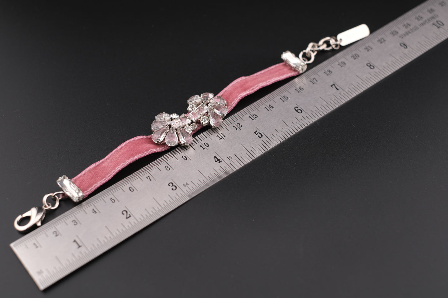 Rada Pink Velvet & Crystal Jewelry Set – Necklace and Bracelet